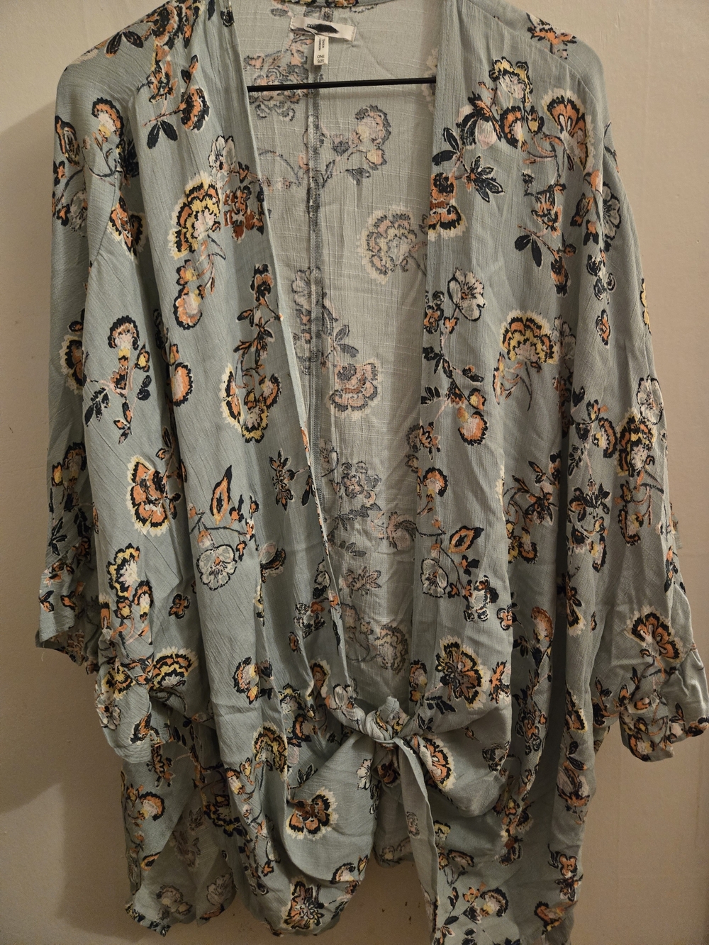 Floral Tie-Front Or Open Front Top - Light Sage